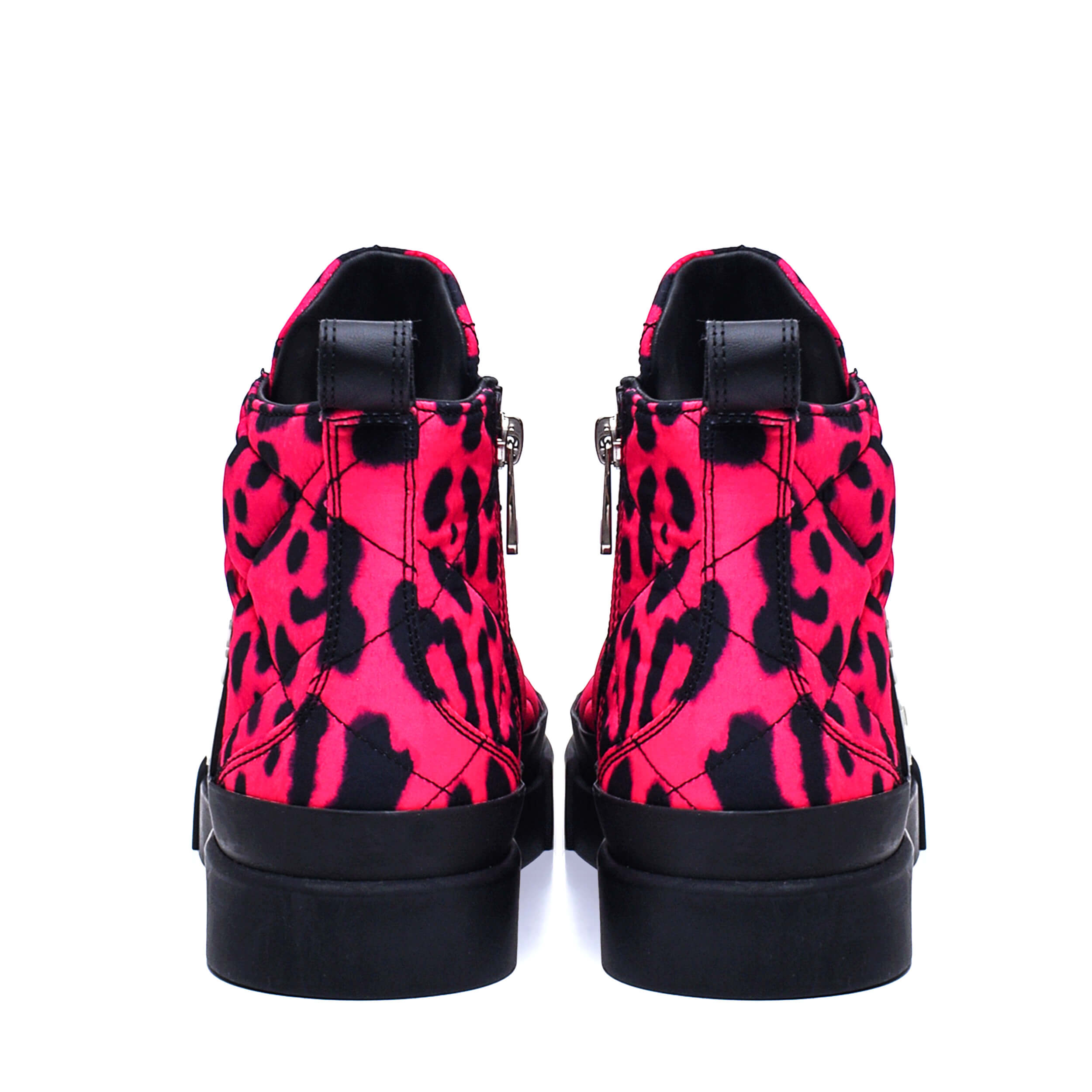 Dolce&Gabbana - Pink & Black Nylon Portofino Leopard Sneakers / 38